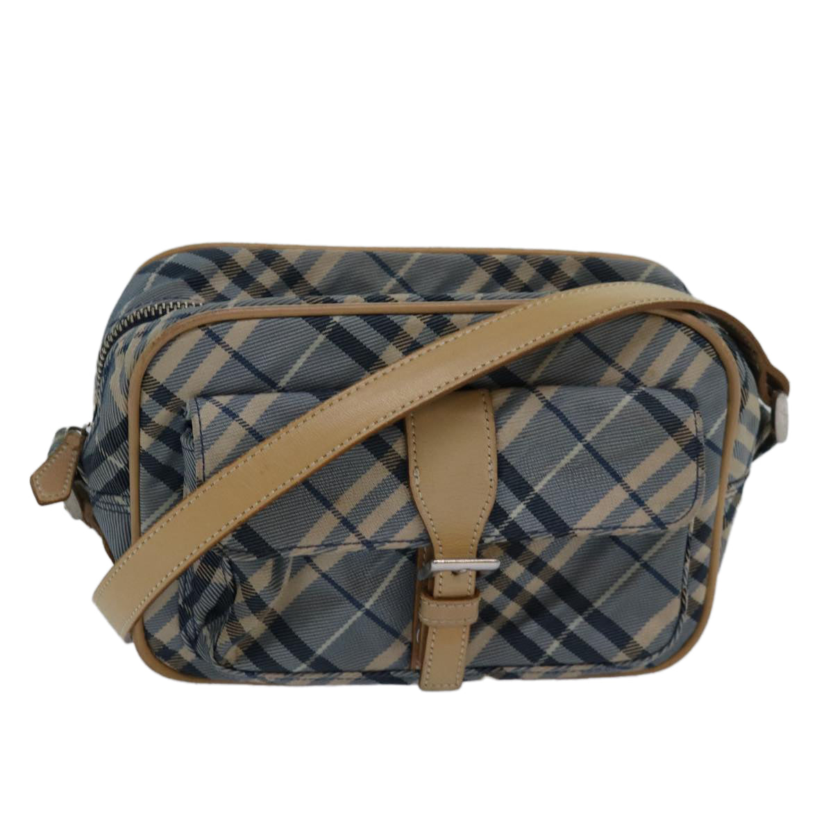 BURBERRY Nova Check Blue Label Shoulder Bag Nylon Blue Auth bs16102