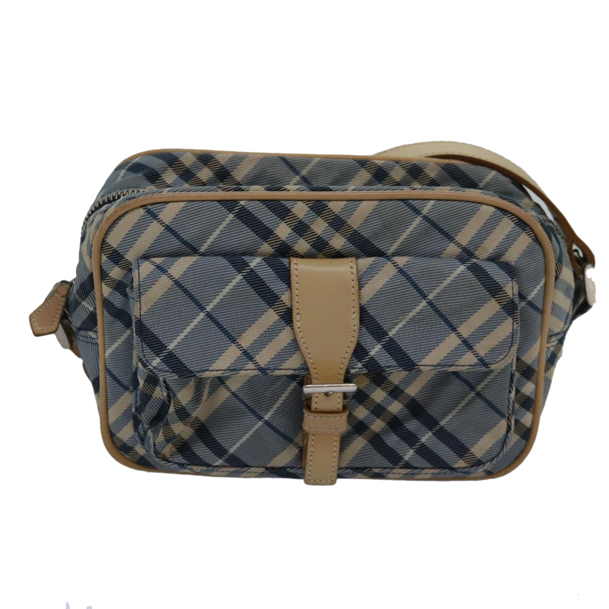 BURBERRY Nova Check Blue Label Shoulder Bag Nylon Blue Auth bs16102