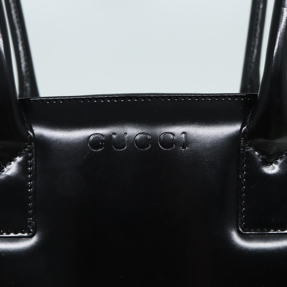 GUCCI Tote Bag Enamel Black 002 1046 0407 Auth bs16103