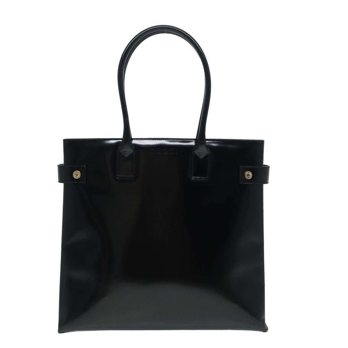 GUCCI Tote Bag Enamel Black 002 1046 0407 Auth bs16103