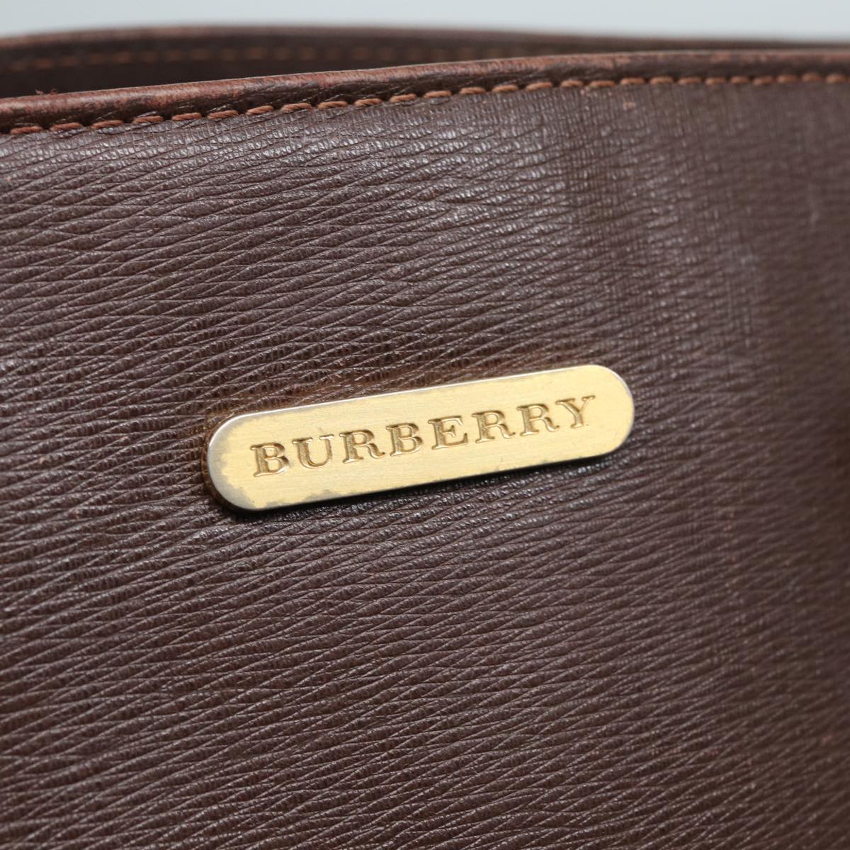 BURBERRY Hand Bag Leather Brown Auth bs16123