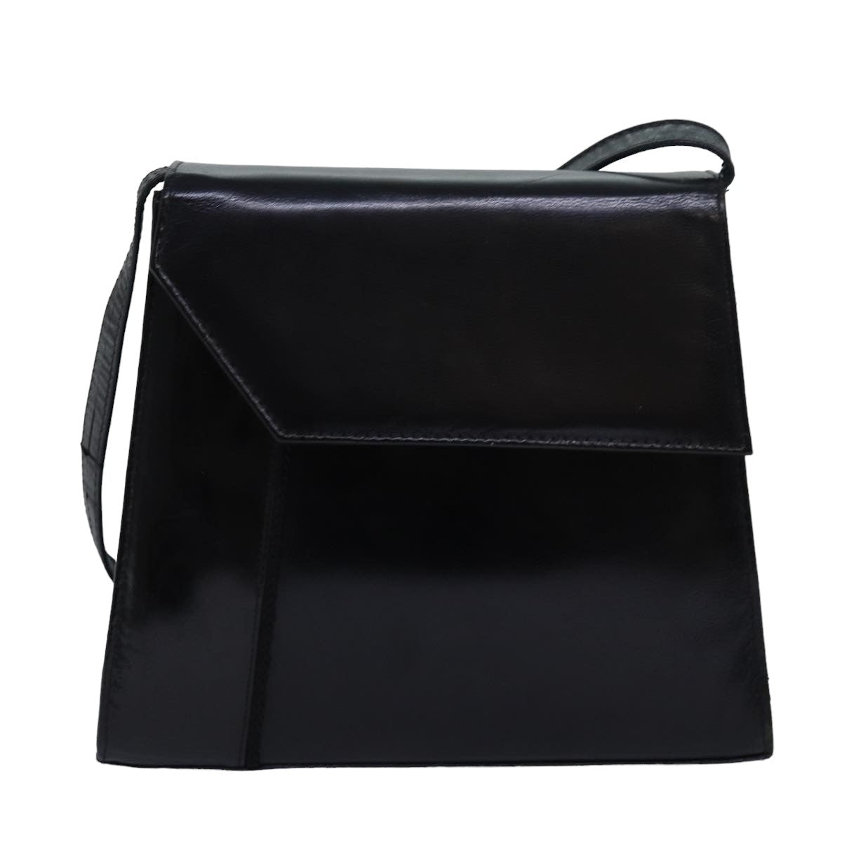 BALLY Shoulder Bag Leather Black Auth bs16130