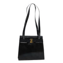 Salvatore Ferragamo Shoulder Bag Enamel Black Auth bs16136-1
