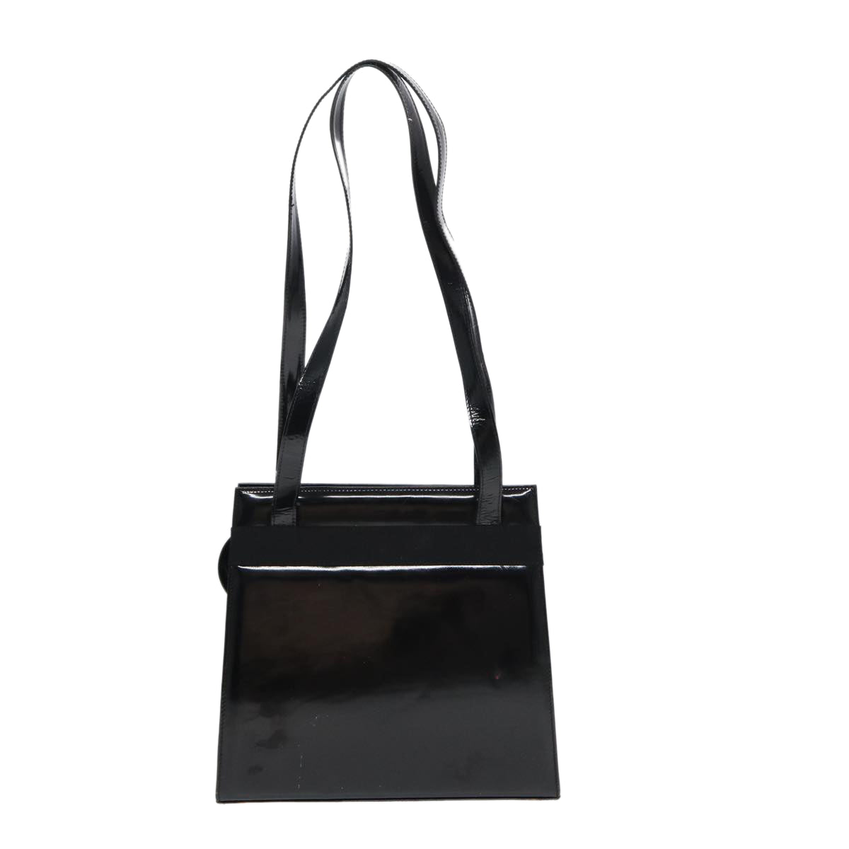 Salvatore Ferragamo Shoulder Bag Enamel Black Auth bs16136