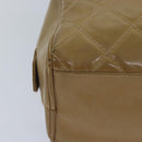 CHANEL Matelasse Pouch Enamel Beige CC Auth bs16140-10