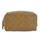CHANEL Matelasse Pouch Enamel Beige CC Auth bs16140-2