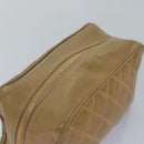 CHANEL Matelasse Pouch Enamel Beige CC Auth bs16140-6