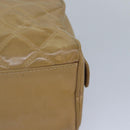 CHANEL Matelasse Pouch Enamel Beige CC Auth bs16140-9