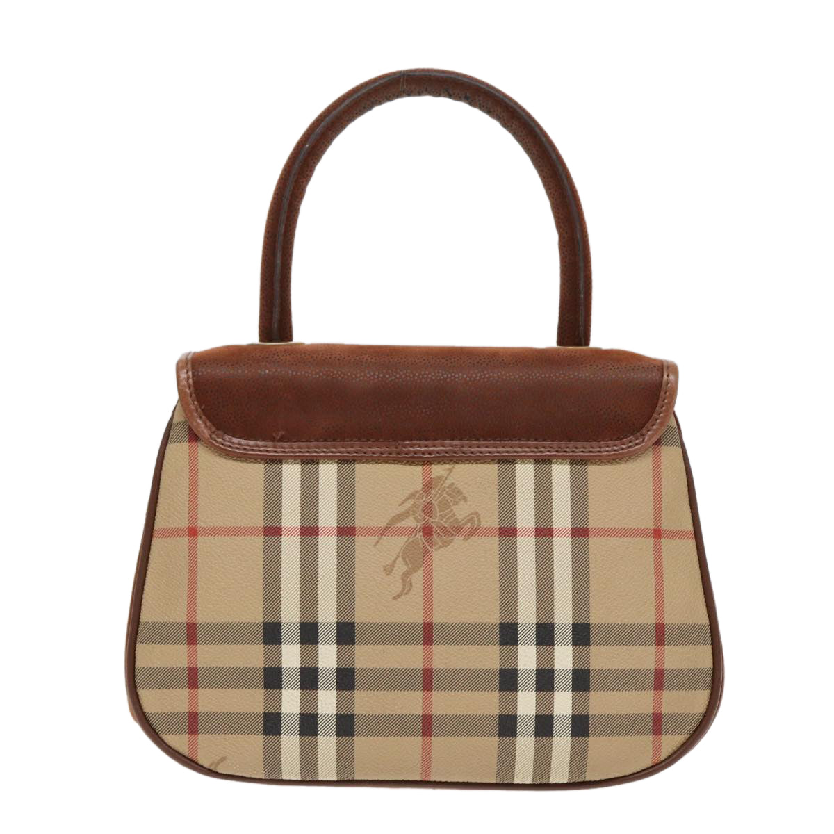 BURBERRY Nova Check Hand Bag PVC Leather 2way Beige Auth bs16159 - 0