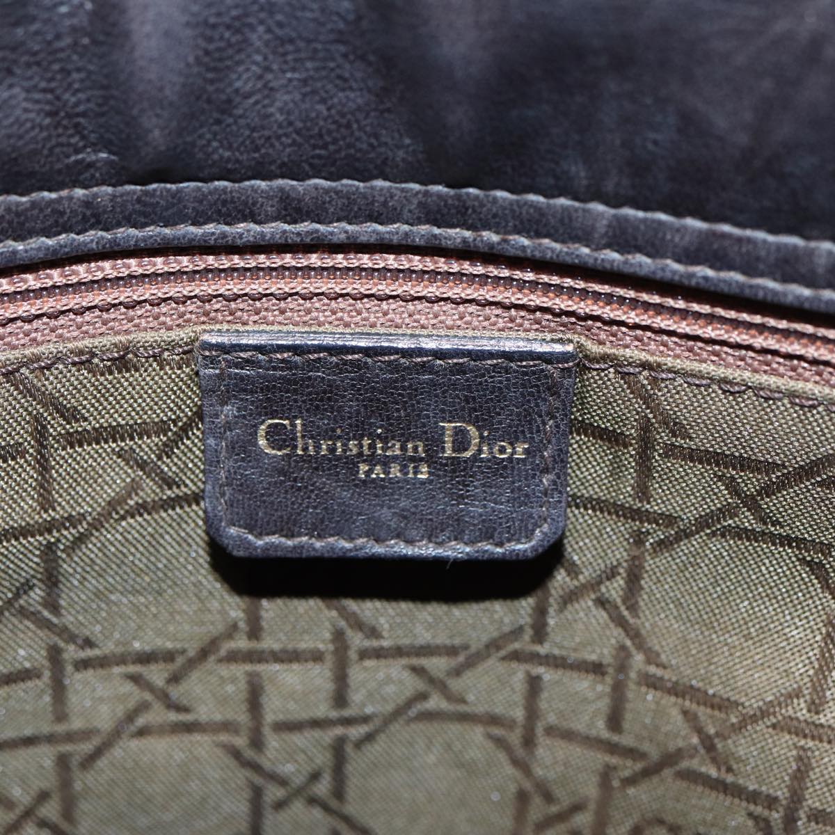 Christian Dior Lady Dior Canage Shoulder Bag Lamb Skin Brown Auth bs16169