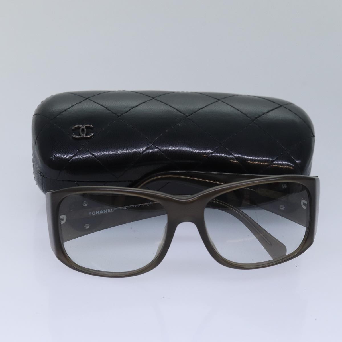 CHANEL Sunglasses plastic Brown CC Auth bs16176