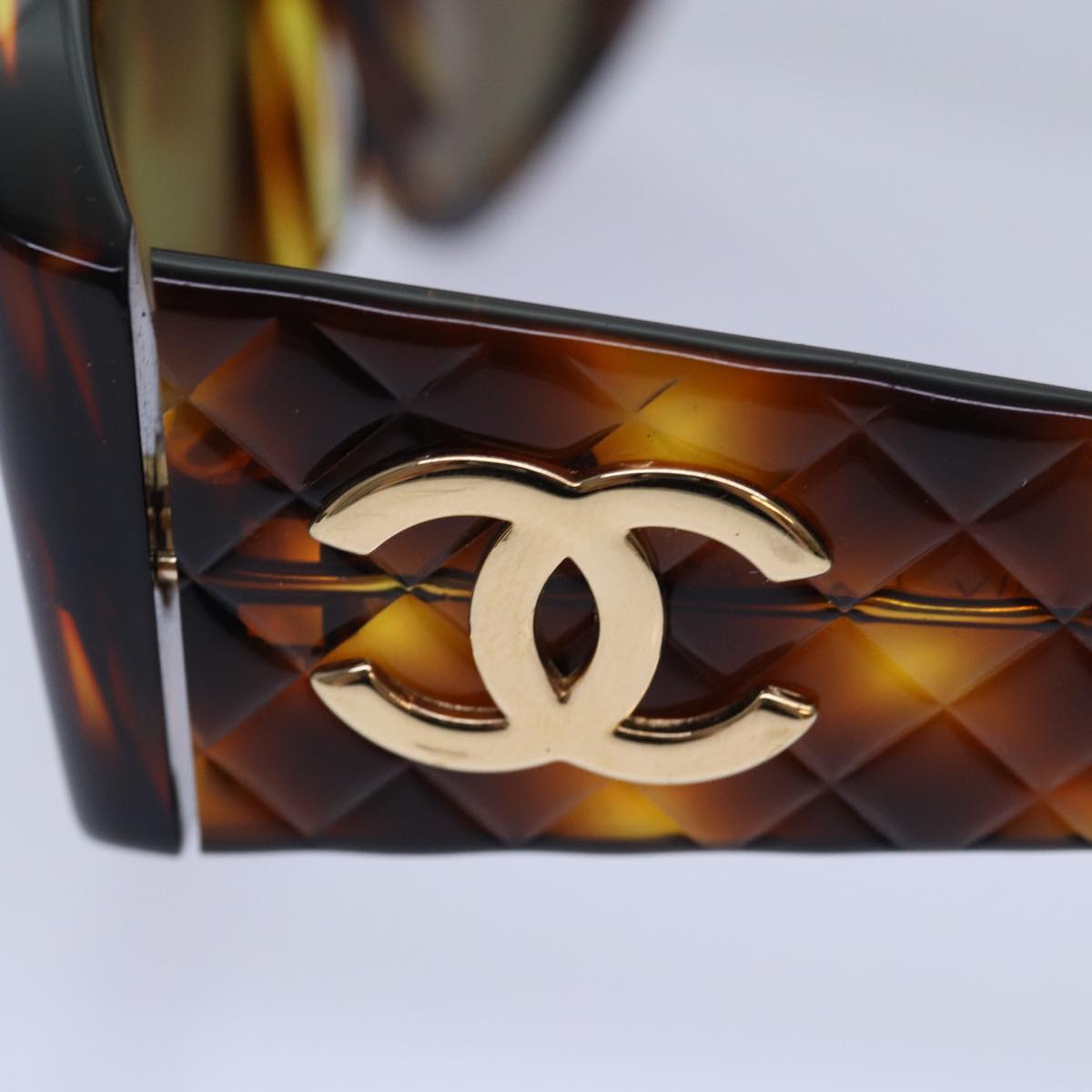 CHANEL Sunglasses plastic Brown CC Auth bs16177