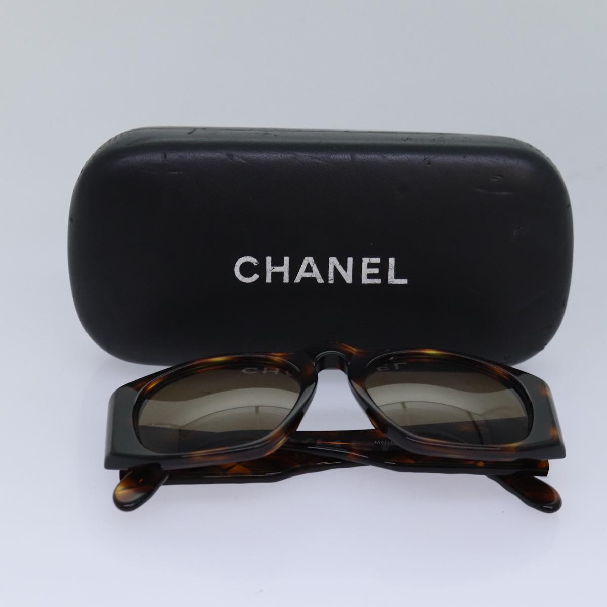 CHANEL Sunglasses plastic Brown CC Auth bs16177