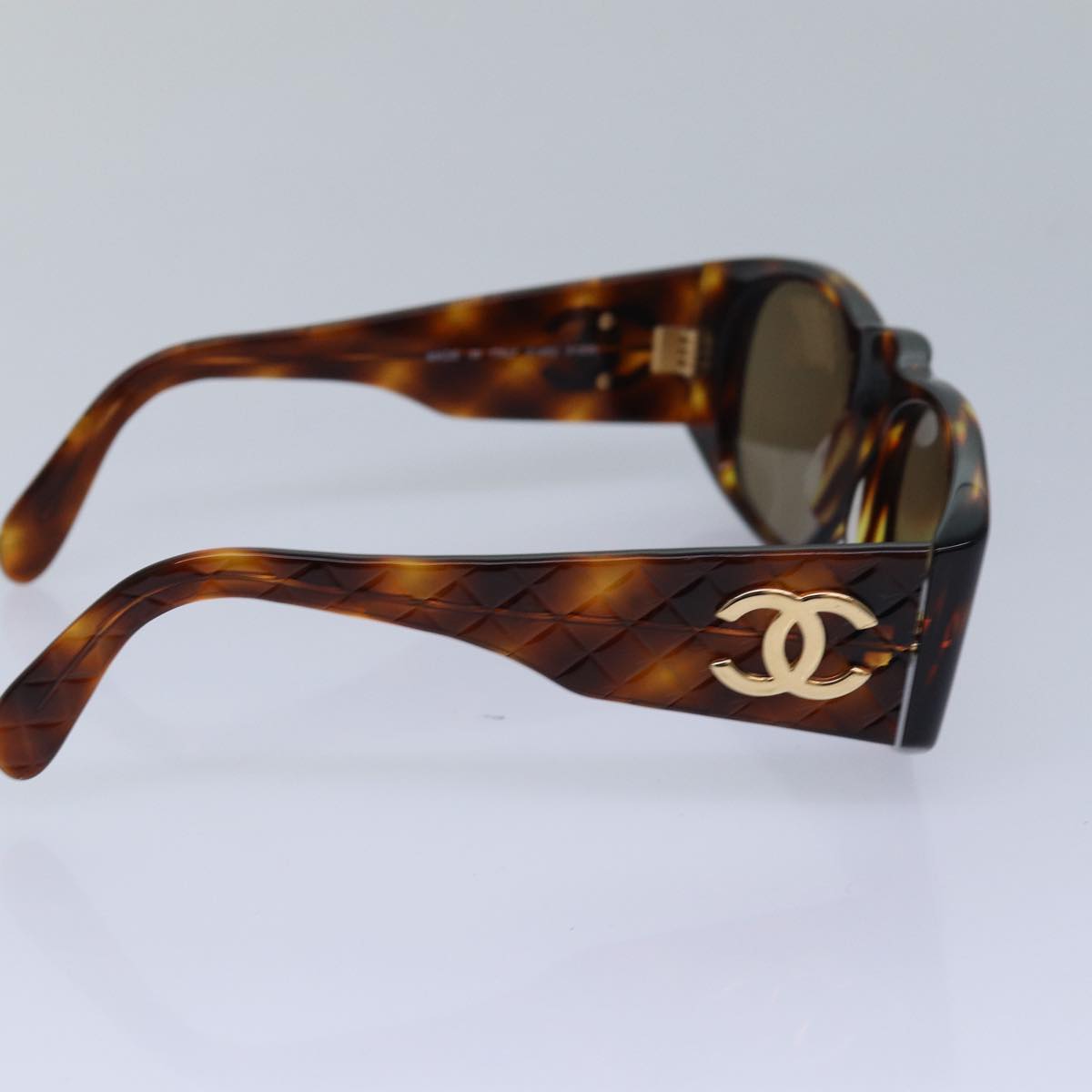 CHANEL Sunglasses plastic Brown CC Auth bs16177