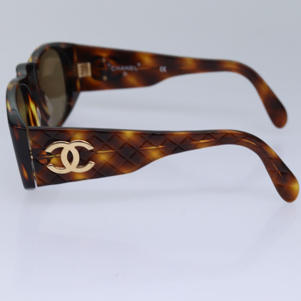 CHANEL Sunglasses plastic Brown CC Auth bs16177