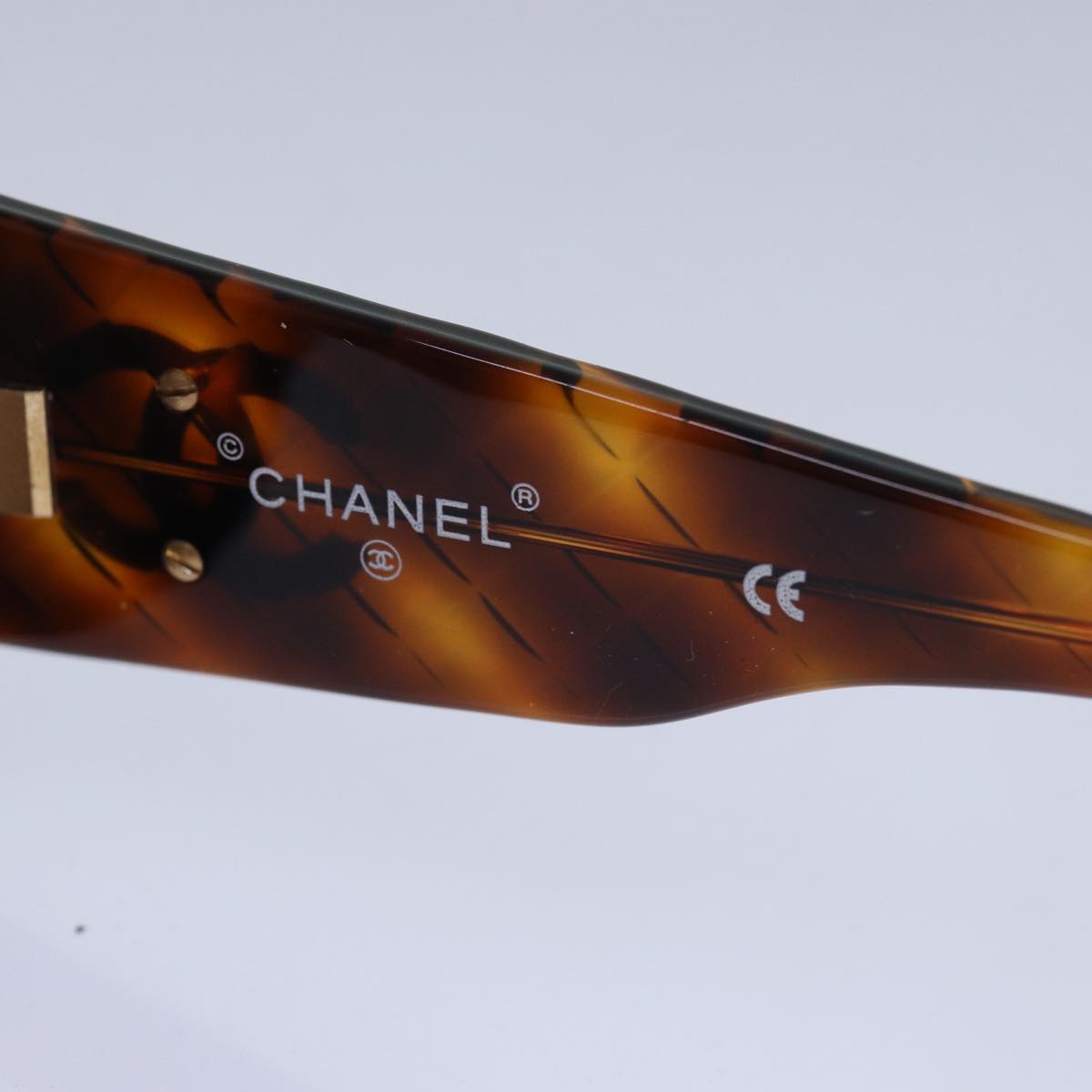 CHANEL Sunglasses plastic Brown CC Auth bs16177