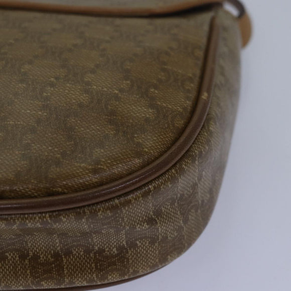 CELINE Macadam Canvas Shoulder Bag Beige Auth bs16179