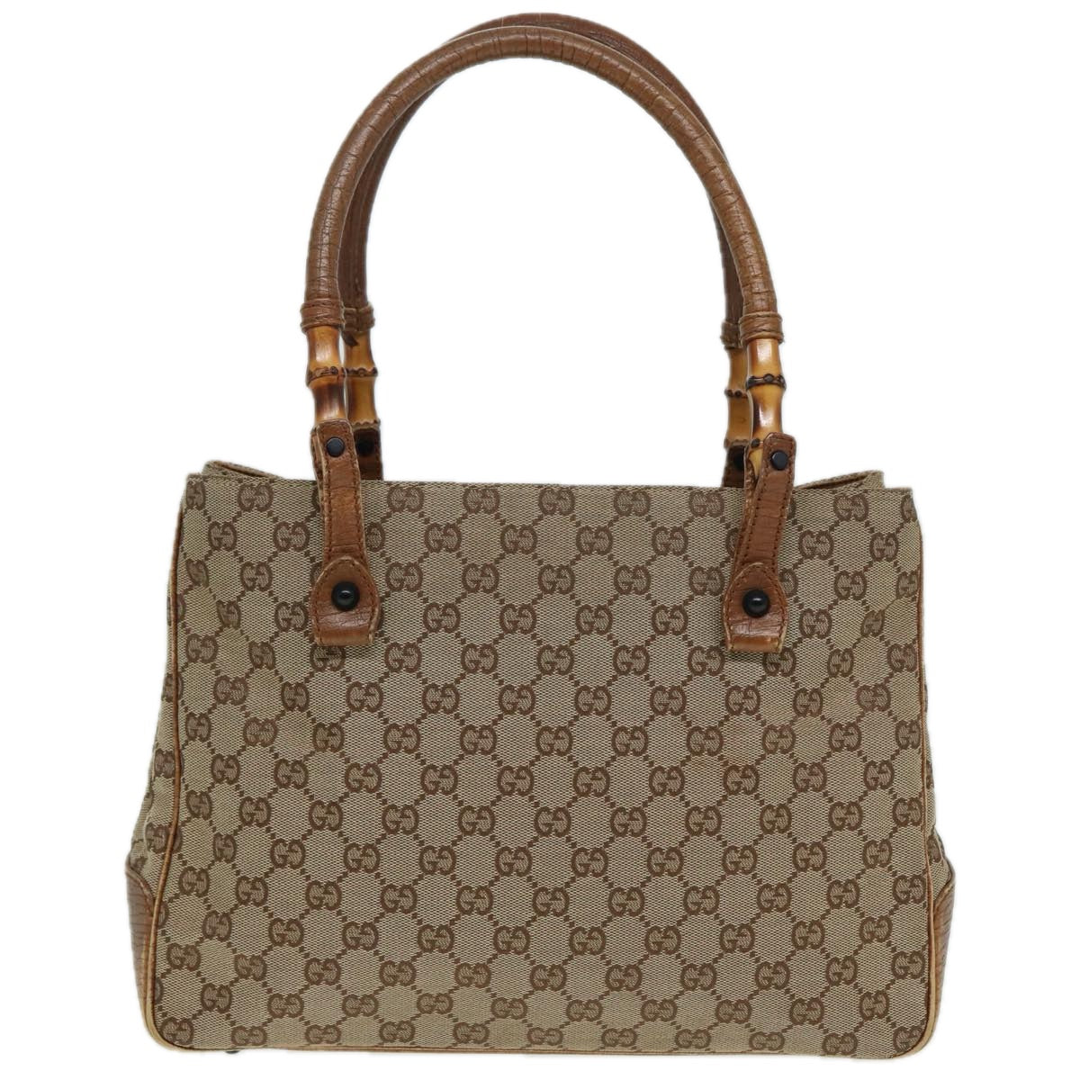 GUCCI Bamboo GG Canvas Hand Bag Beige 112526 Auth bs16182 - 0