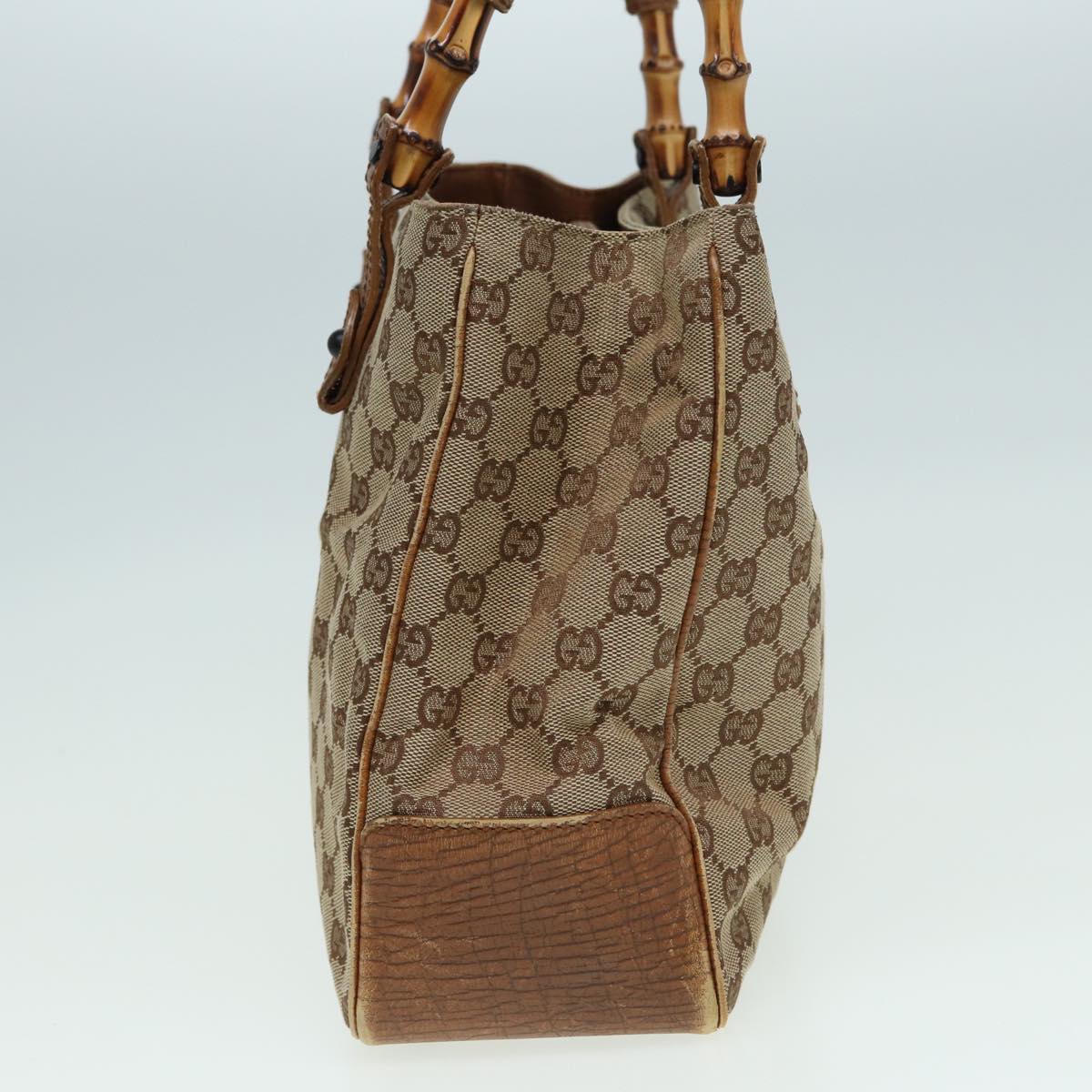 GUCCI Bamboo GG Canvas Hand Bag Beige 112526 Auth bs16182