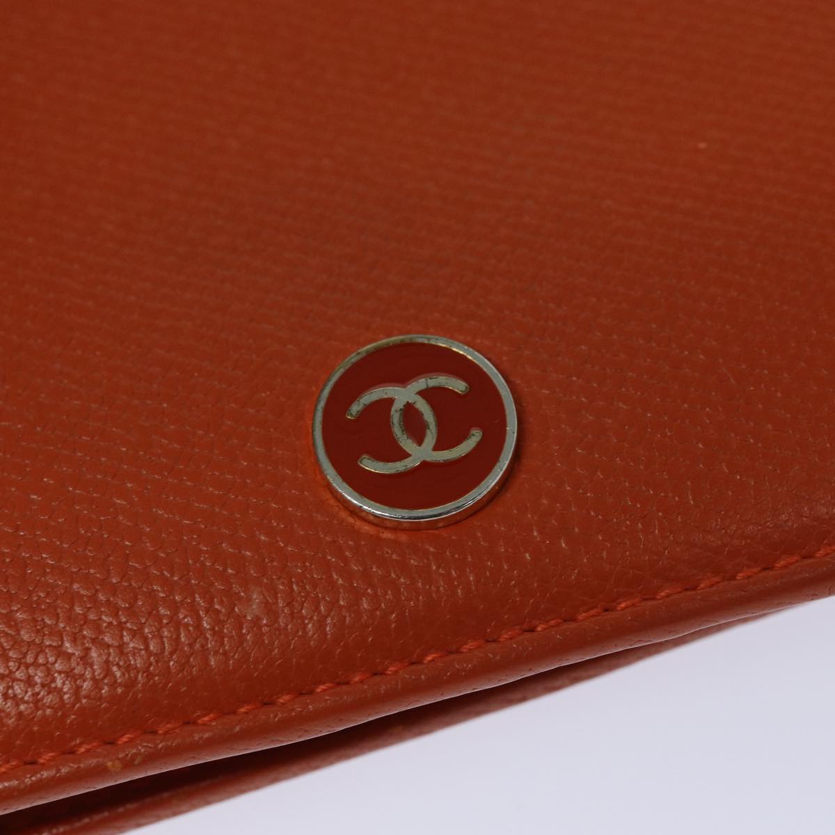 CHANEL COCO Mark Wallet Leather Orange CC Auth bs16185