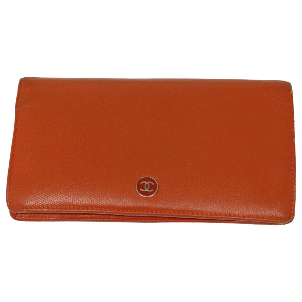 CHANEL COCO Mark Wallet Leather Orange CC Auth bs16185 - 0