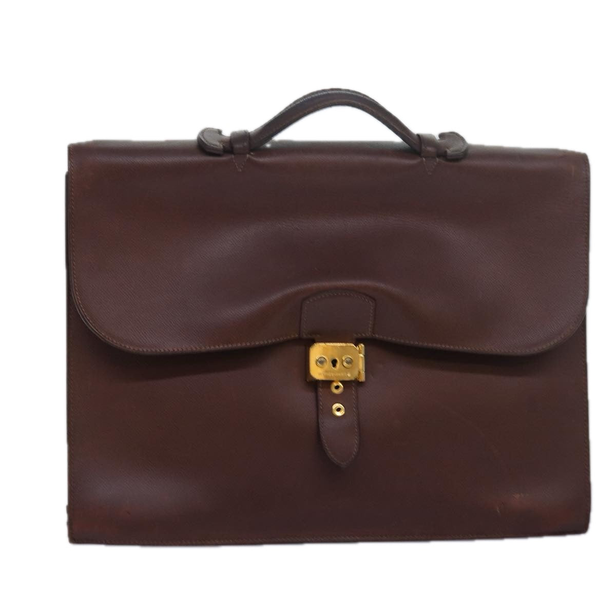 HERMES Sac Adepeche Business Bag Leather Brown Auth bs16195