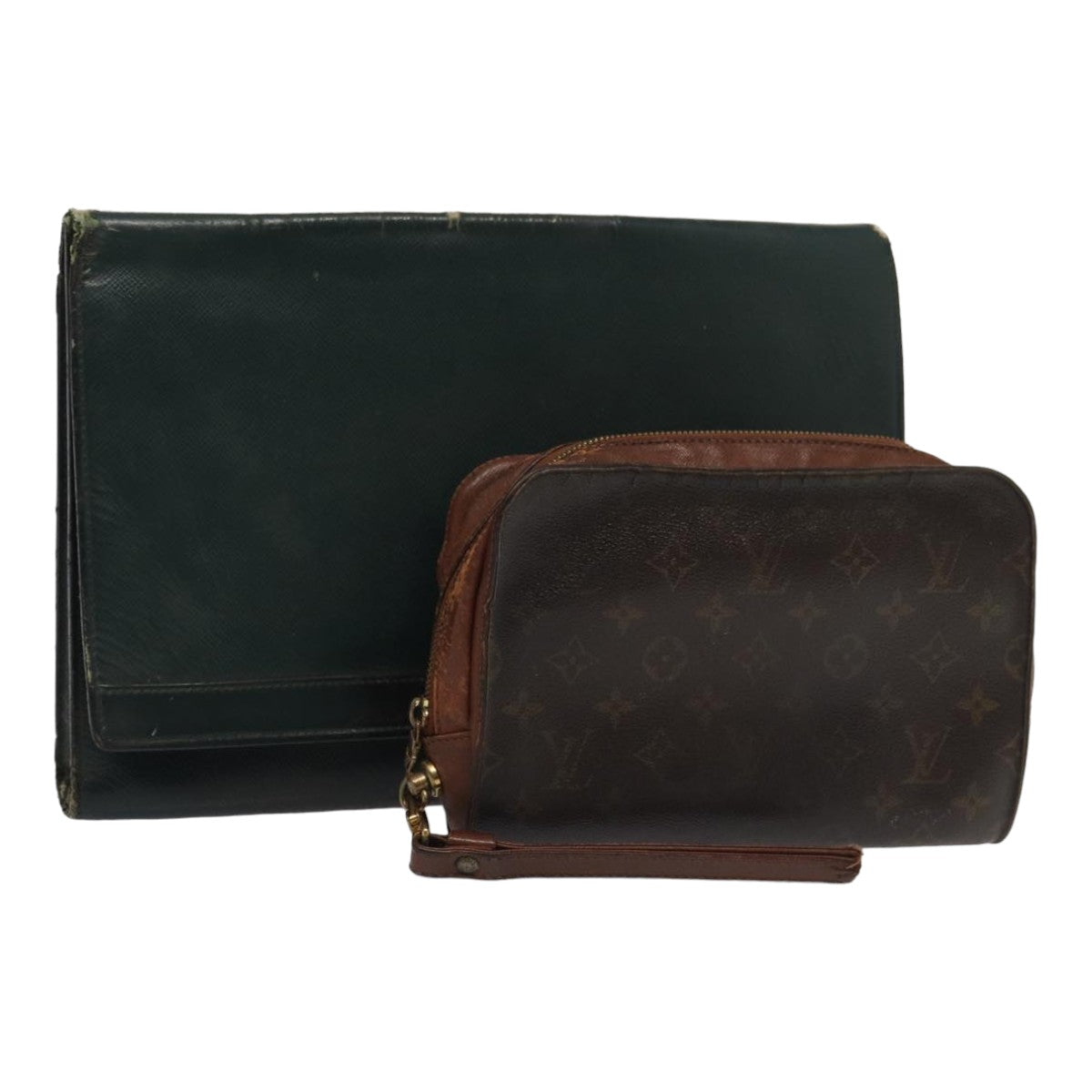 LOUIS VUITTON Monogram Taiga Clutch Bag 2Set Epicea LV Auth bs16201