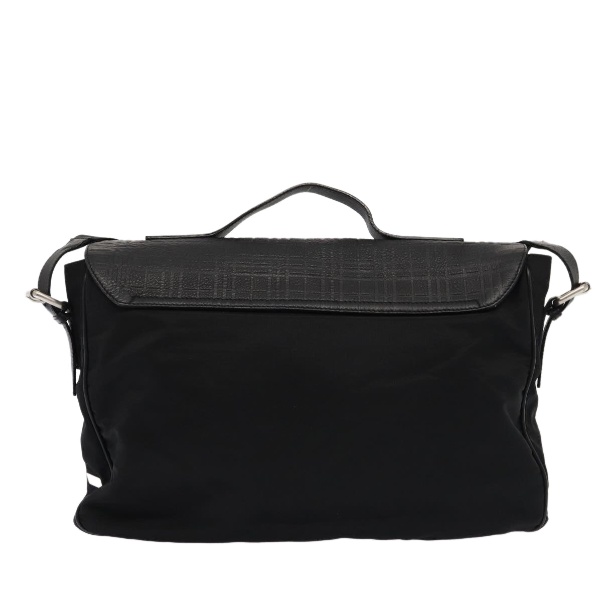 BURBERRY Nova Check Hand Bag Leather nylon 2way Black Auth bs16211