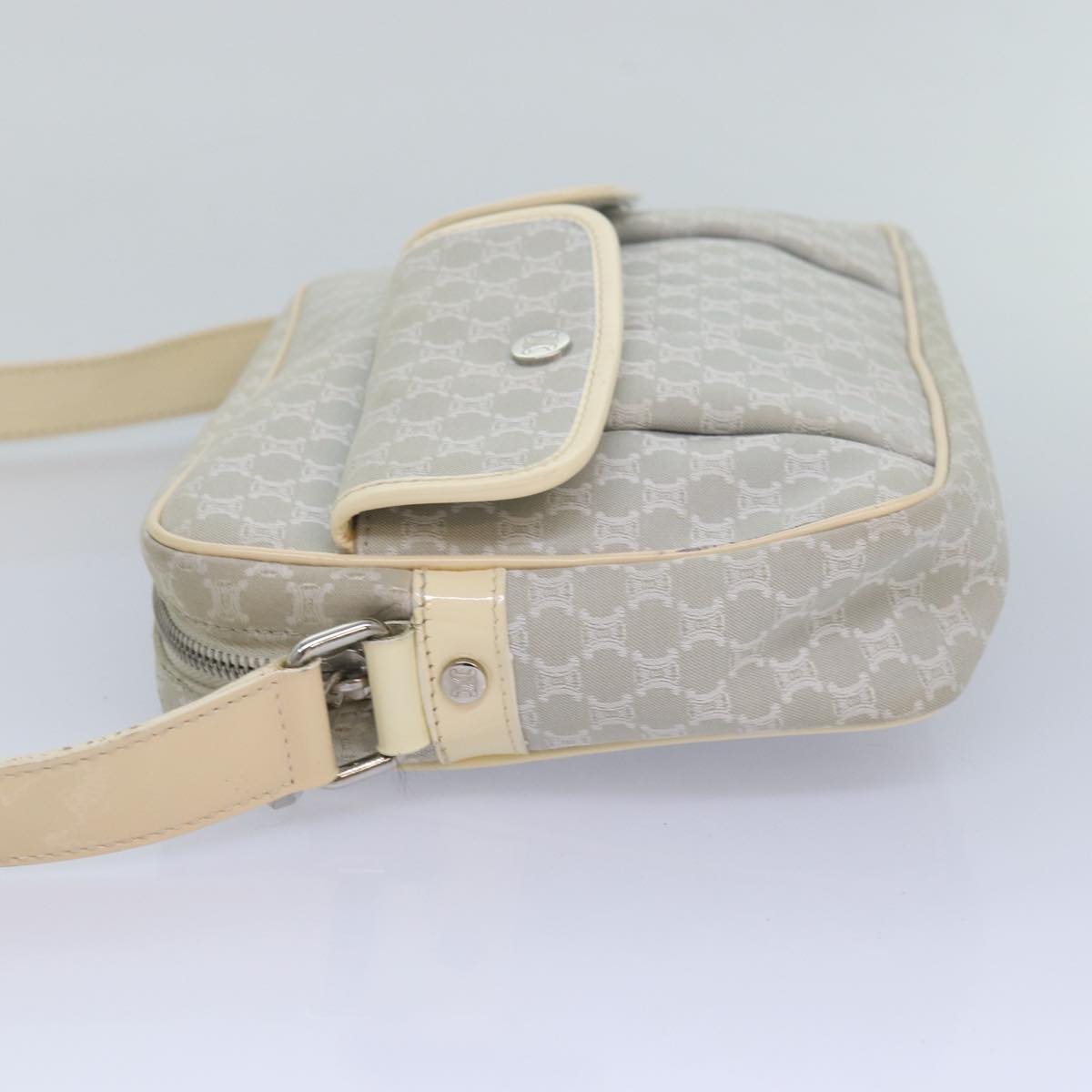 CELINE Macadam Canvas Shoulder Bag Gray Auth bs16224