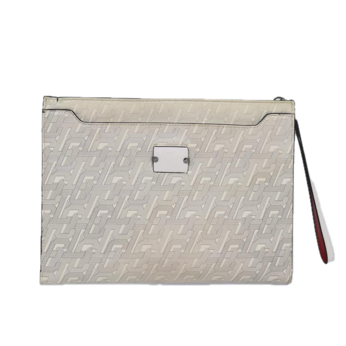 Christian Louboutin Clutch Bag Enamel White Auth bs16225