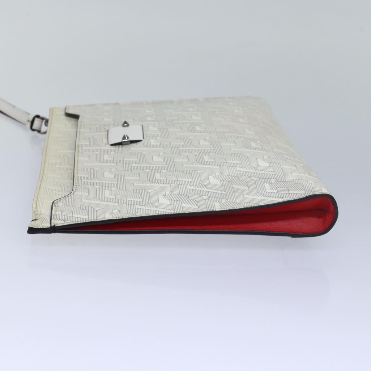 Christian Louboutin Clutch Bag Enamel White Auth bs16225