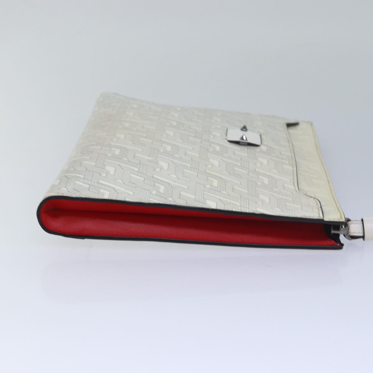 Christian Louboutin Clutch Bag Enamel White Auth bs16225