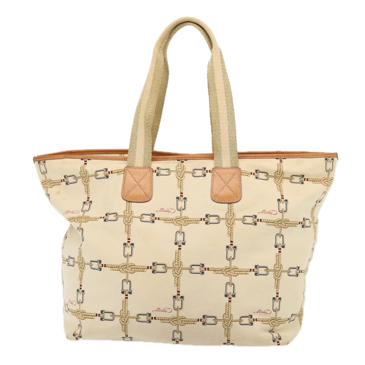 BALLY Tote Bag Canvas White Auth bs16241 - 0