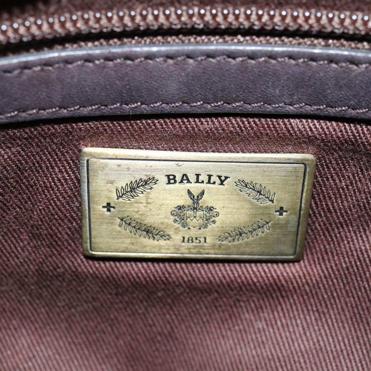 BALLY Shoulder Bag Leather Brown Red white Auth bs16242