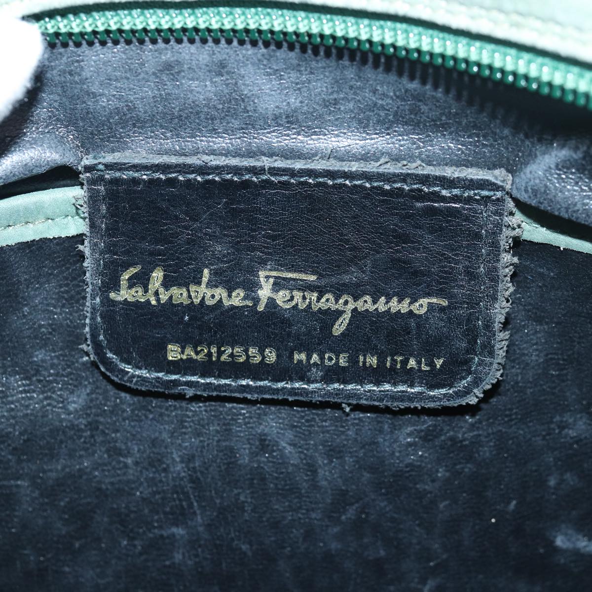 Salvatore Ferragamo Shoulder Bag Suede Green Auth bs16244