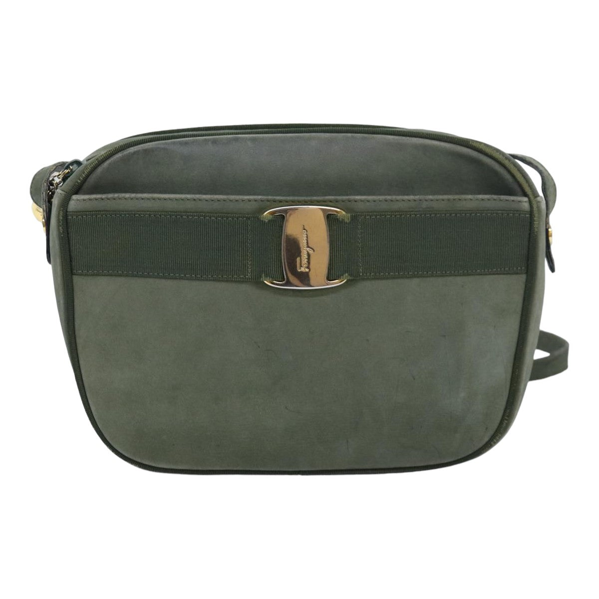 Salvatore Ferragamo Shoulder Bag Suede Green Auth bs16244