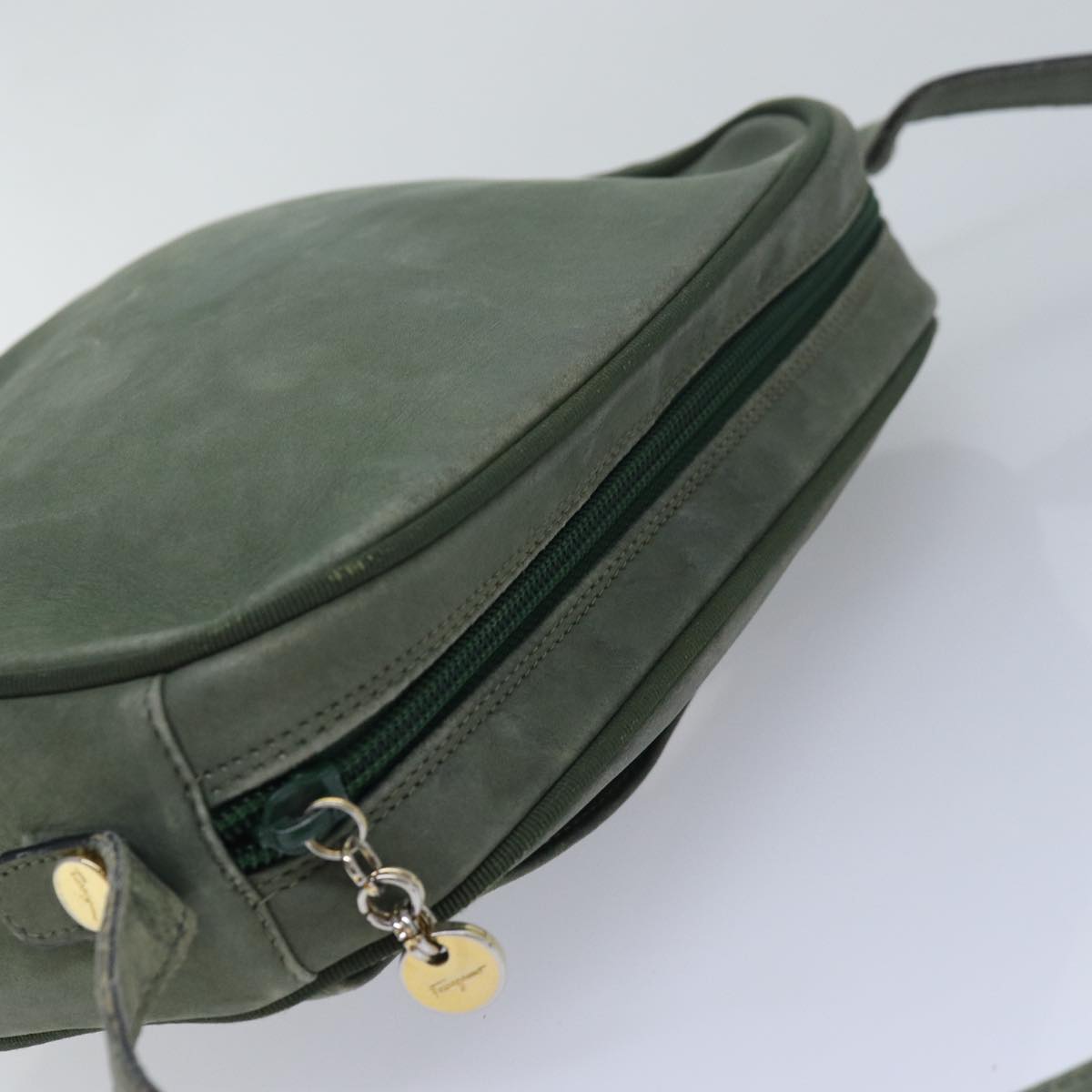 Salvatore Ferragamo Shoulder Bag Suede Green Auth bs16244