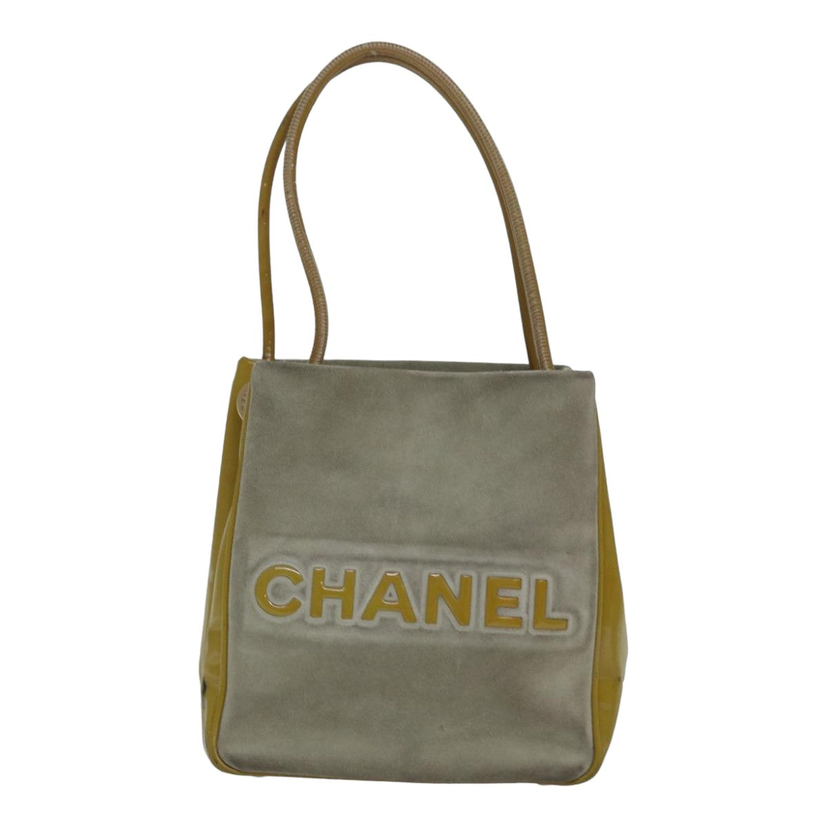 CHANEL Camelia Tote Bag Suede Yellow CC Auth bs16253 - 0