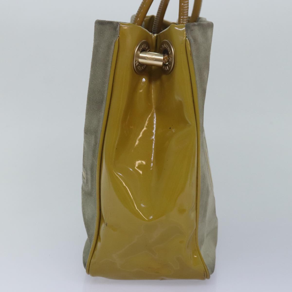 CHANEL Camelia Tote Bag Suede Yellow CC Auth bs16253