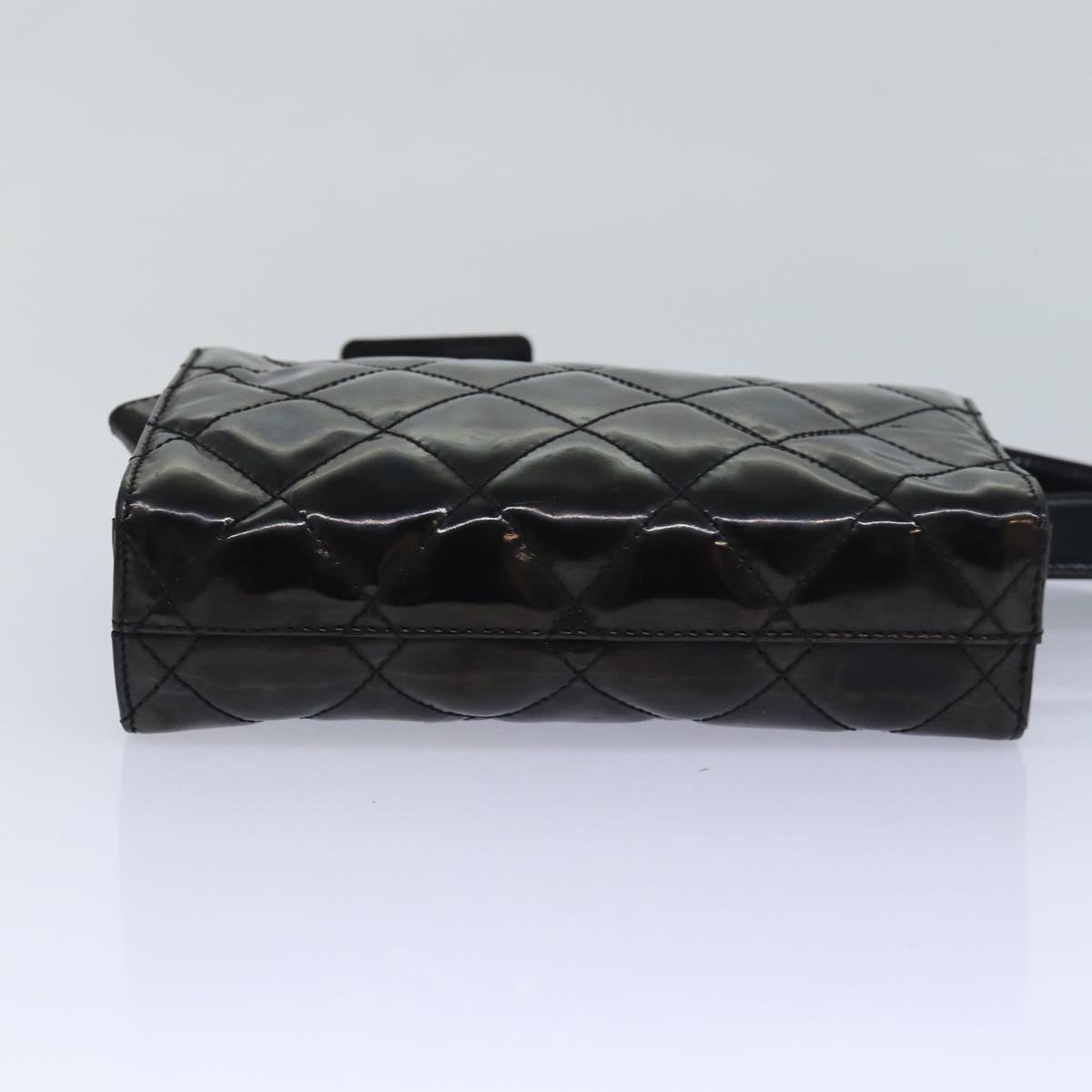 CHANEL Matelasse Waist bag Enamel Black CC Auth bs16259