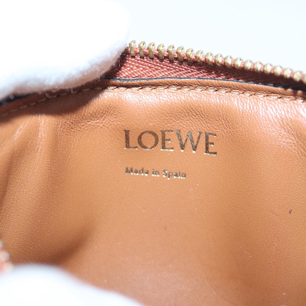 LOEWE Anagram Coin Purse Leather Brown Auth bs16272