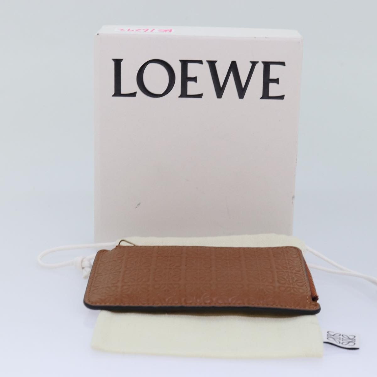 LOEWE Anagram Coin Purse Leather Brown Auth bs16272