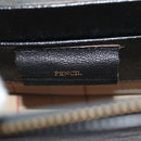 Burberrys Clutch Bag Leather Black Auth bs16273-9