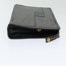 Burberrys Clutch Bag Leather Black Auth bs16273-3