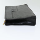 Burberrys Clutch Bag Leather Black Auth bs16273-4