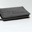 Burberrys Clutch Bag Leather Black Auth bs16273-5