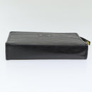 Burberrys Clutch Bag Leather Black Auth bs16273-6
