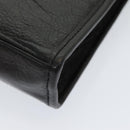 Burberrys Clutch Bag Leather Black Auth bs16273-7