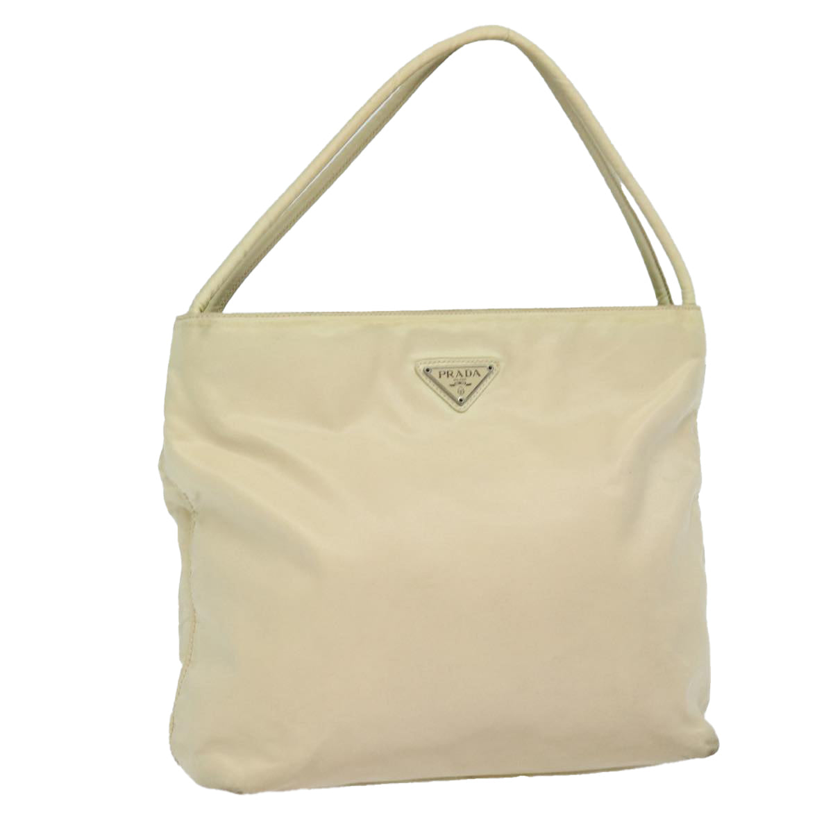 PRADA Hand Bag Nylon Beige Auth bs16282