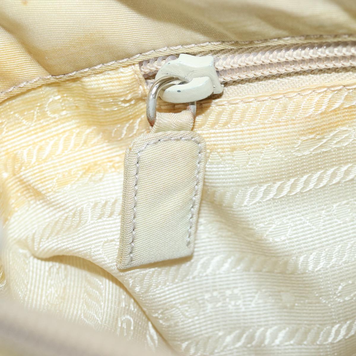 PRADA Hand Bag Nylon Beige Auth bs16282